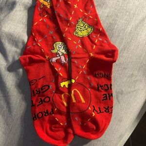grinch mcdonald’s socks red